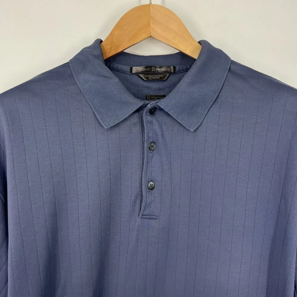 NIKE Tiger Woods Polo Size L 70/2 Double Mercerized Golf Men's‎ Grey Bay Hill